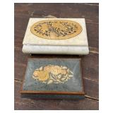 2 Wood Inlay Jewelry Music Boxes
