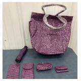 New purple purse with accessories- umbrella,