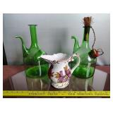 Lefton Italy Pitcher/ grn hand blown  Decanters