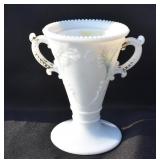 Victorian Milk Glass "Loving Cup" vase. Glows