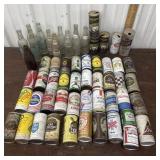Vintage tin cans and glass bottles - Pepsi,