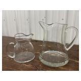 2 Art glass pitchers