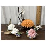 3 Boehm porcelain flower figures