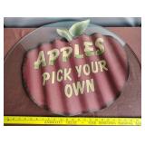 Metal, ribbed apple sign