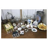 Home decor- bells, plates, etched glass