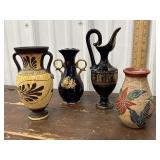 3 vases and pitcher , Limoges, Greek ceramic,