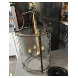 Older Heavy Metal And Glass Hanging Light