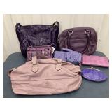 Purple purses and wallets