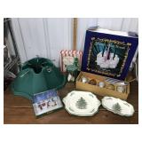 Christmas tree stand, Spode plate, bowl, cookie