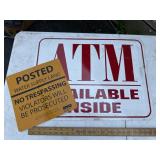 ATM *double sided and posted metal signs