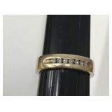 14k Gold Band W/diamonds- Mens