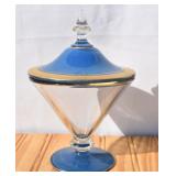 Fostoria Cobalt & Gold Lidded Candy Dish