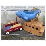 Radio flyer push car, wooden Noahï¿½s ark abs