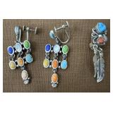 .925 Signed Pair Of Earring Plus 1 Clips Style