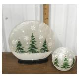 Snow covered evergreens lights
