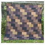 Brown patchwork heavy winter quilt - very nice -