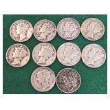 10 silver Mercury dimes
