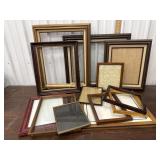 Vintage frames some with glass