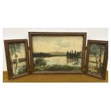 Thompson?? Nutting?? 3 panel birch trees and lake