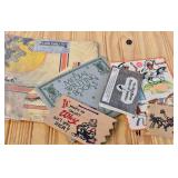 Wood Postcards, Vintage paper table cover,