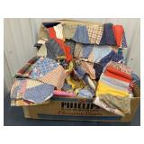 Vintage fabric lot - unfinished quilt with extra