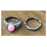 2 Sterling silver rings- marked 925