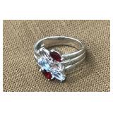 Multi-stone sterling silver ring