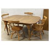 Maple Dining Table w/ Four Chairs & Leaf 65/42/30