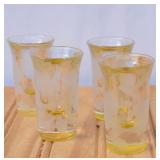 MCM Etched Thick Yellow Tint Cordial-Shot Glasses