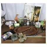Candle holders, planter, wood tray, decor etc
