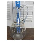 Hand blown Victorian glows yellow - clear glass