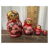 4pc Pink Floral Nesting Doll Set