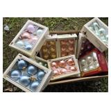 10 boxes vintage satin Christmas bulbs - dated