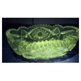 Glows Green oval bowl - clear glass - you need a