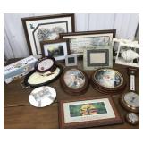 Framed prints, collectible plates, picture