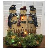 Lightup primitive barn board snowman
