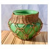 Awaji Japan Pottery Wicker Wrapped Vase