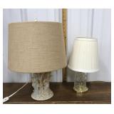 Lamps- angels, glass w/ shades
