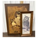 2 Owl Art Wall Hangings