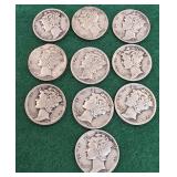 10 silver Mercury dimes