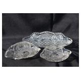 Manganese Glass (UV glow) lot of 3 Cut Glass
