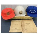 Veterans Foreign Wars hardhat, 2 vintage caps & 2