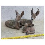 Three Concrete Deer Lawn Ornaments