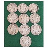 10 silver Mercury dimes