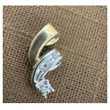 10k Signed Twotoned Pendant With Stone