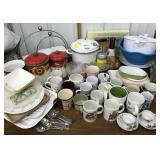 Canisters, mugs, poultry roaster, bowls, salad