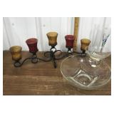 Candle holder, glasses, serving bowl set