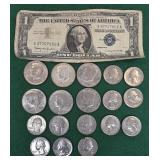 $1 1957 Blue Seal Silver Certificate & 1960s-70s