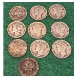 10 silver Mercury dimes