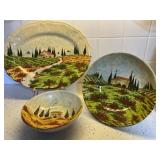 3 Italian pottery pieces.   1 platter 12 x 11